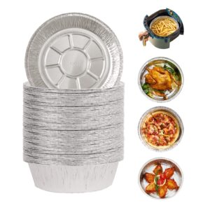 air fryer aluminum foil liners, disposable air fryer liners: 50pcs non-stick air fryer liner - 7inch oil-proof、food grade cookware round baking liner for air fryer, frying pan & more