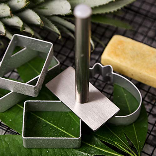 HELYZQ Pineapple Cake Stainless Steel Biscuit Mould,10pcs Square Rectangle Ellipse Heart Pineapple Flower Shape Pie Cake Cookie Mold Biscuit Cutter Stamp Press Cutting Tools