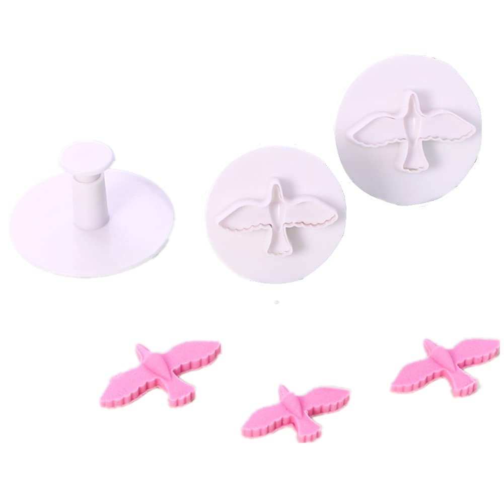 Allforhome 3x Dove Pigeon Cookie Cutters Cookies Plunger Making Tools Molds