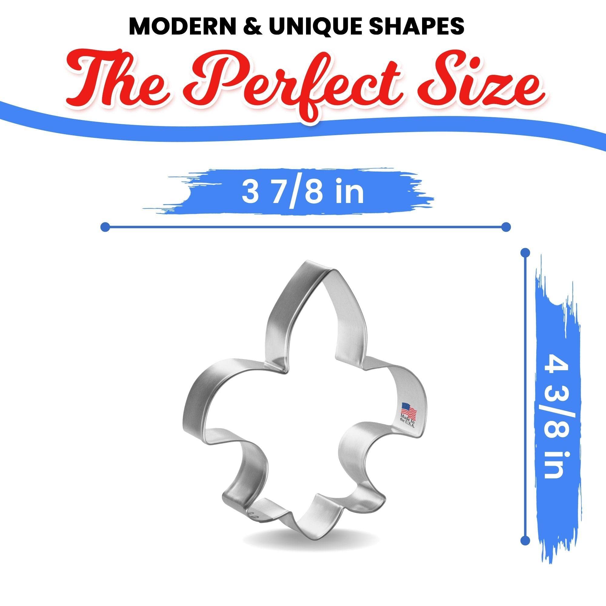 Fleur De Lis Cookie Cutter 4 3/8 in – Made in the USA – Foose Cookie Cutters Tin Plated Steel – Cookie Mold