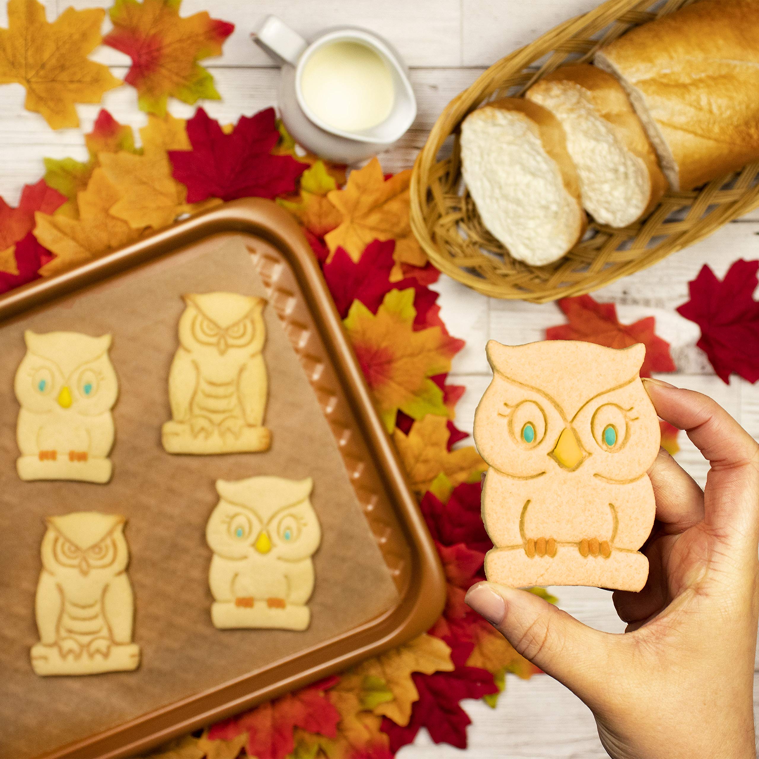 Set of 2 Owl cookie cutters (Designs: Great Horned Owl and Cute Owl), 2 pieces - Bakerlogy