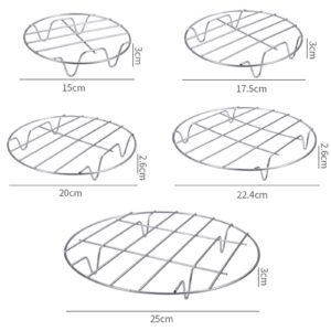 Smalibal Stainless Steel Steaming Rack Cooling Rack Round Four-Legged Steaming Rack for Kitchen, Cooking, Rib, Bacon, Sheet Pan, Cookie and Cakes 6inch