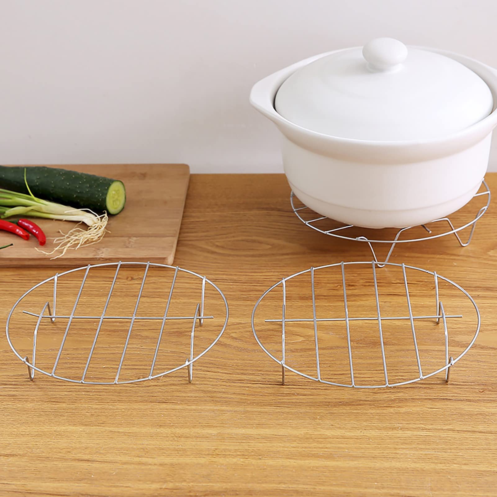 Smalibal Stainless Steel Steaming Rack Cooling Rack Round Four-Legged Steaming Rack for Kitchen, Cooking, Rib, Bacon, Sheet Pan, Cookie and Cakes 6inch