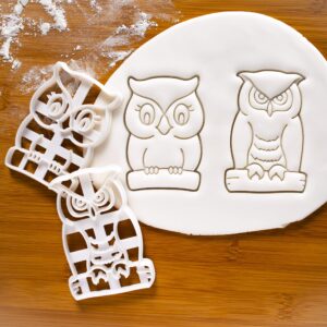 Set of 2 Owl cookie cutters (Designs: Great Horned Owl and Cute Owl), 2 pieces - Bakerlogy