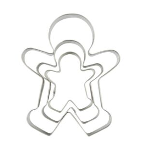 3 piece gingerbread man cookie cutter set, christmas shape cookie cutters molds - 2.2 inch, 3 inch, 4.5 inch