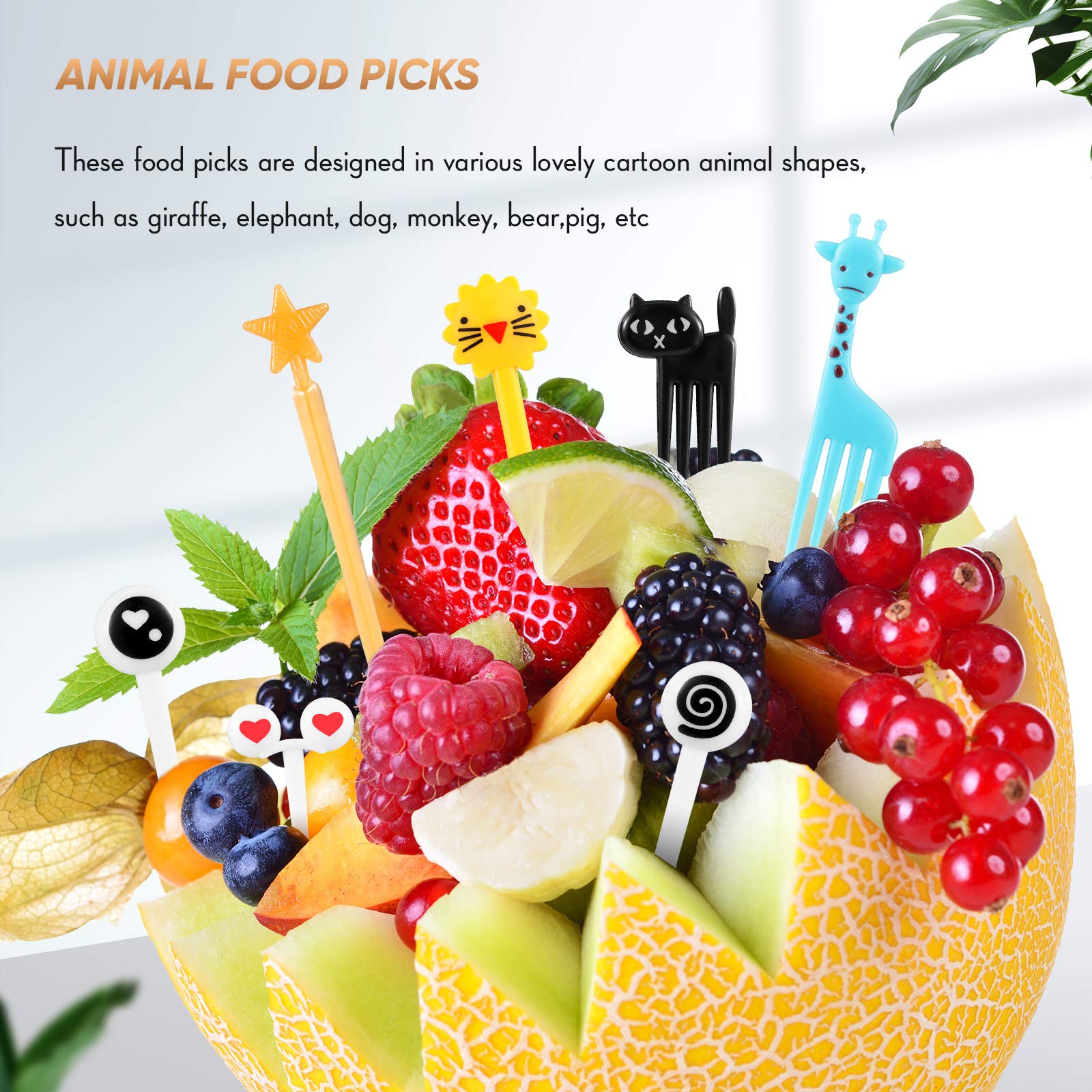 78 Pcs Food Fruit Fork Picks for Kids and Vegetable Cutters Shapes Set, Includes 12 Pcs Stainless Steel Mini Cookie Cutters and 66 Pcs Cute Animal Bento Forks Cake Little Forks Mini Cartoon Toothpick