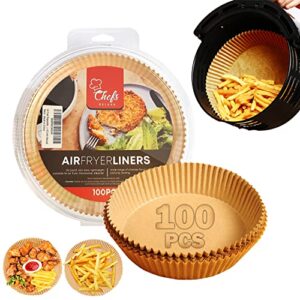 air fryer disposable paper liner: round parchment paper for air fryer paper oil-proof, water-proof baking paper for air fryer steamer, microwave & easy cleaning(100pcs 6.3in).