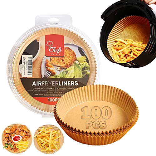 Air Fryer Disposable Paper Liner: Round Parchment Paper For Air Fryer Paper Oil-Proof, water-Proof Baking Paper for Air Fryer Steamer, Microwave & Easy Cleaning(100PCS 6.3in).