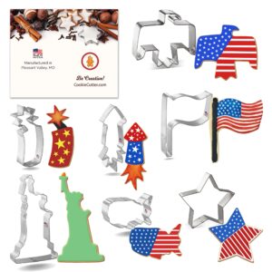 foose cookie cutters patriotic 7 pc set with recipe card, made in usa