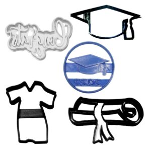 2022 graduation kit grad cap gown diploma congrats set of 5 cookie cutters made in usa pr1229