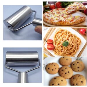 Smooth Stainless Steel Rolling Pin Pastry and Pizza Double Dough Baker Roller Metal Kitchen Utensils Ideal for Baking Dough, Pizza, Pie, Pastries, Pasta and Cookies