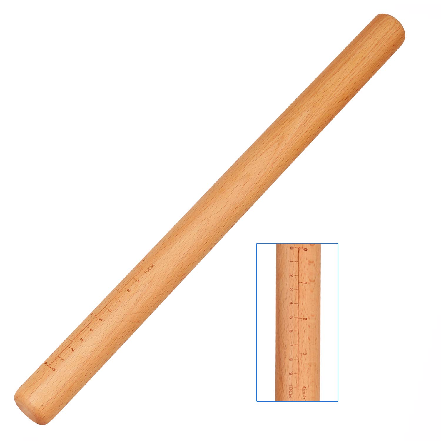 Rolling Pin - Dough Roller 17 3/5 Inch by 1-3/8 Inch, Professional Wood Rolling Pin for Baking Pizza, Clay, Pasta, Cookies, Dumpling