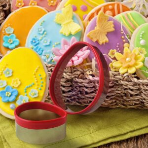 FASAKA the Easter’s Day Cookie Cutters with Red Color – 3pcs Egg Biscuit Cutter for Baking and Decorating the Cake