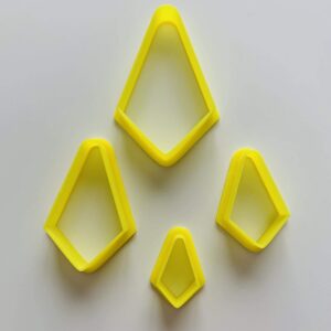 set of 4 diamond geometric shape polymer clay cutter, cookie cutter