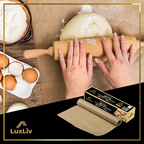 LuxLiv® 164ft Unbleached Brown Parchment Paper Roll for Baking, Sourdough Bread Baking Supplies, Wax Paper Roll, Cooking Paper - Extra Thick & Non-Stick Greaseproof 1ft Width Sheets for Oven.