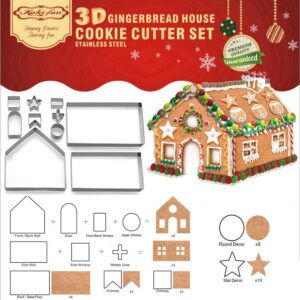 (set of 10) 3d cookie cutter set for gingerbread houses, christmas cookie cutters for kids, gift box packaging