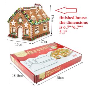 (Set of 10) 3D Cookie Cutter Set for Gingerbread Houses, Christmas Cookie Cutters for Kids, Gift Box Packaging