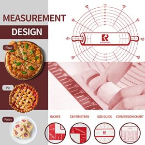 KitchenRaku Silicone Baking Mat, Nonstick Pastry Mat for Rolling Out Dough, Nonslip Macaroons Baking Mat with Measurement Guide, Food-Grade Oven Mat for Cookies, Bread, Pastries, Pie Crust