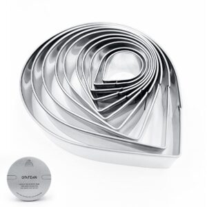 otatean cookie cutters food-grade stainless steel leaves cookie cutters tear shape mold pastry baking mould raindrop shape cutter set for sugar, cake, pies, snacks, donuts, bread decoration (10 sets)