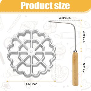 Bunuelos Mold Rosette Iron Molds Set with Wooden Handle, Lotus Flower Bunuelos Cookie Maker Mold, Funnel Cake Maker Cooking Stamp Maker Kit，4.7 Inches