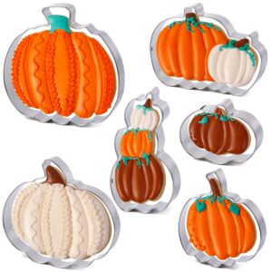 Pumpkin Cookie Cutter Set - 6 Piece Different Pumpkin Shapes Stainless Steel Biscuit Cutters Mold for Halloween and Fall Thanksgiving Day decoration