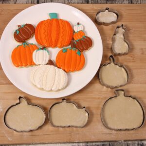 Pumpkin Cookie Cutter Set - 6 Piece Different Pumpkin Shapes Stainless Steel Biscuit Cutters Mold for Halloween and Fall Thanksgiving Day decoration