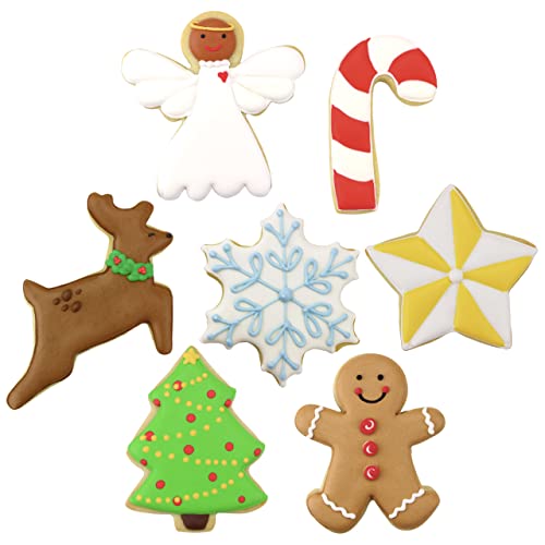 Christmas Cookie Cutters 7-Pc Set Made in USA by Ann Clark, Gingerbread Man, Christmas Tree, Star, Snowflake, Angel