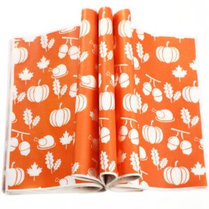 150 pieces autumn wax paper sheets food wrap paper grease resistant paper liners thanksgiving theme waterproof wrapping tissue food picnic paper for home kitchen(pumpkin)