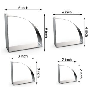 Quarter Circle Cookie Cutter Set Large - 5 Inch, 4 Inch, 3 Inch, 2 Inch - Geometric Cookie Cutters Shapes Molds - Stainless Steel