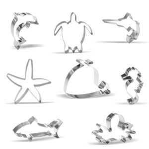 large sea creatures cookie cutters - 8 pieces - stainless steel
