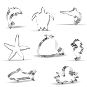 Large Sea Creatures Cookie Cutters - 8 Pieces - Stainless Steel