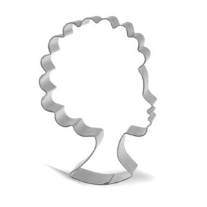4.6 inch girl face with short curly natural hair cookie cutter - stainless steel