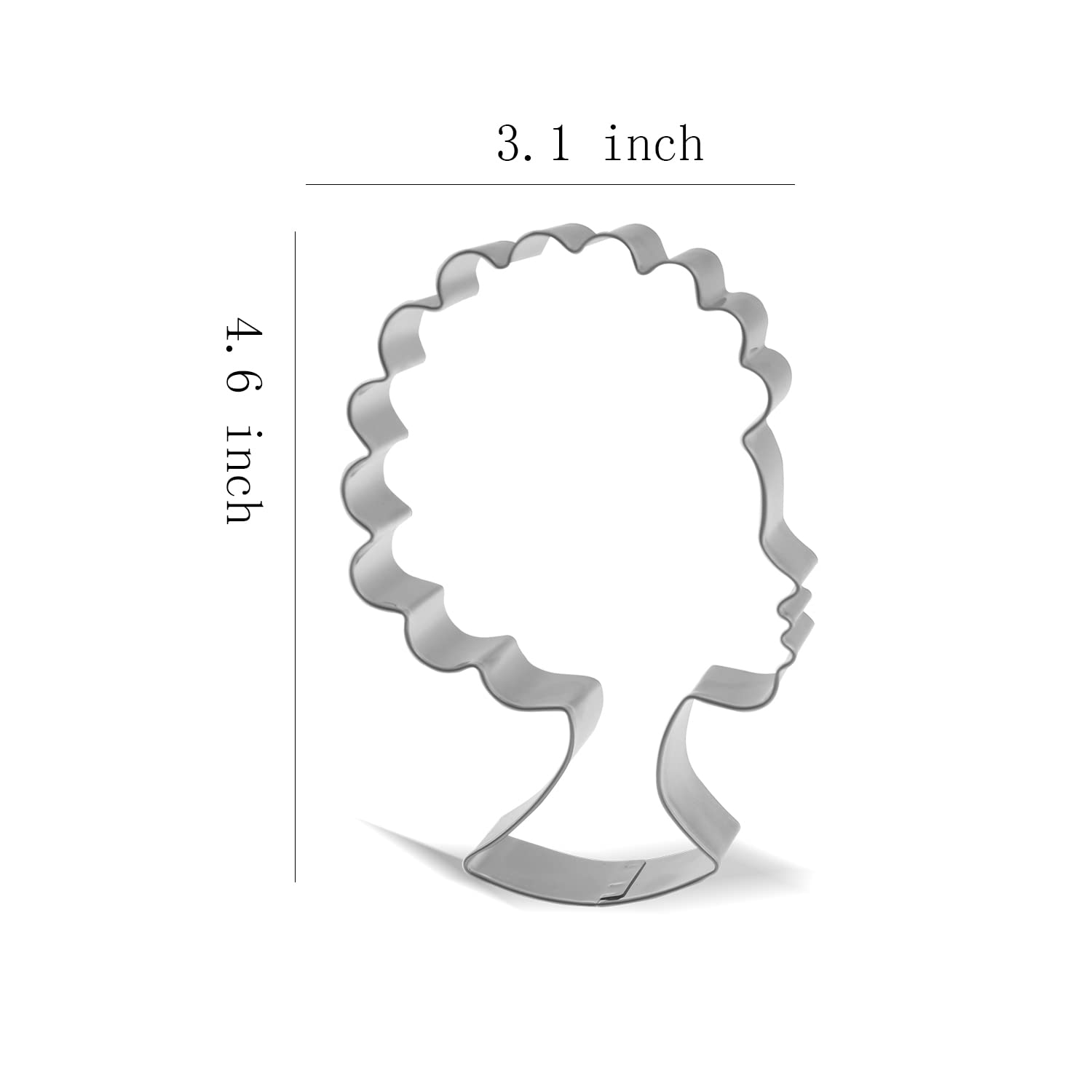 4.6 inch Girl Face with Short Curly Natural Hair Cookie Cutter - Stainless Steel