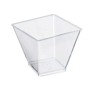 packnwood ‎ 209mbzeno10 small square cups disposable,square clear plastic dessert cups (2.4" x 2.4" top, 1.5" x 1.5" base, 2.24" height) - case of 600