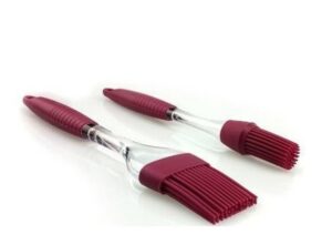 original eco-friendly 2 piece set silicone basting brushes & pastry brush for cooking, baking & grilling, heat-resistant cooking brushes for grilling, bbq & cooking, burgundy wine non-stick & flexible
