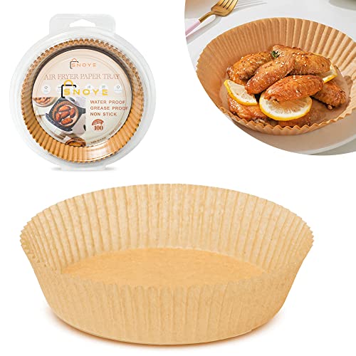 SNOYE 100PCS Air Fryer Disposable Paper Liner, 8inch Oil-Proof Round Non-Stick Air Fryer Parchment Paper Liners for Frying, Baking, Cooking, Roasting, and Microwave