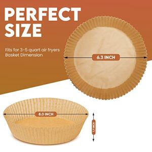 SNOYE 100PCS Air Fryer Disposable Paper Liner, 8inch Oil-Proof Round Non-Stick Air Fryer Parchment Paper Liners for Frying, Baking, Cooking, Roasting, and Microwave