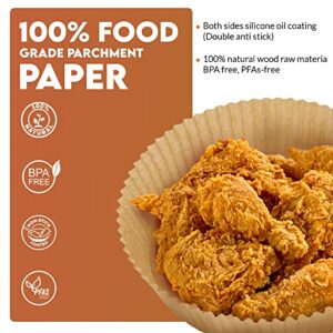 SNOYE 100PCS Air Fryer Disposable Paper Liner, 8inch Oil-Proof Round Non-Stick Air Fryer Parchment Paper Liners for Frying, Baking, Cooking, Roasting, and Microwave