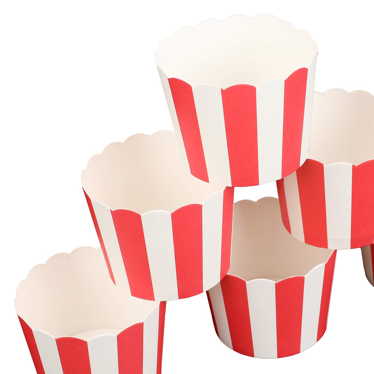 TRUSBER Cupcake Liners for Baking, 100PCs Nonstick Red and White Baking Cups Pastry Muffin Wrapper Paper Cases Baking Cups for Popcorn Cupcake, Great for Party Decoration, No Baking Tray Needed