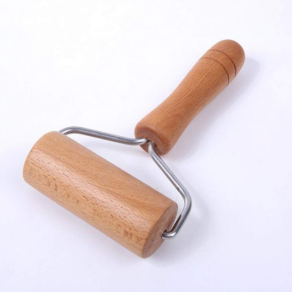 1 Piece 9.5cm Wide Wood Pastry Pizza Roller Wooden Brayer Wooden Rolling Pins Wood Dough Roller 5D Diamond-Paint Art Tool Wooden Roller for Baking or Ceramic Pottery Clay Working