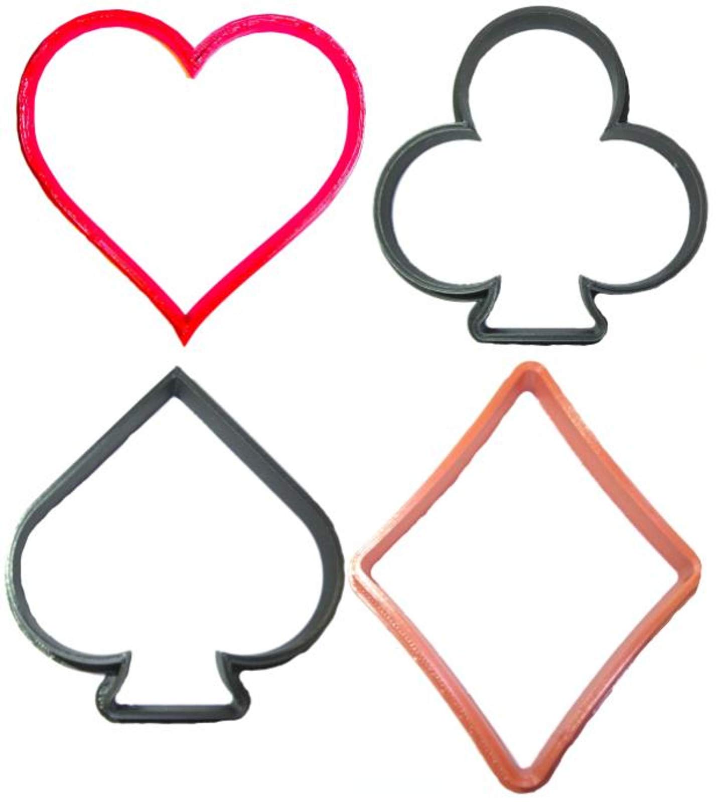 FRENCH SUIT SYMBOLS PLAYING CARDS DECK SPADE HEART DIAMOND CLUB SET OF 4 COOKIE CUTTER USA PR1174