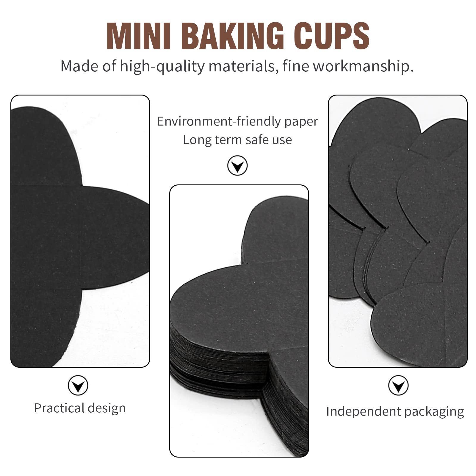 200Pcs Cupcake Liners, Truffle Wrappers Paper Chocolate Cups Candy Cups Baking Liners for Wedding Party Birthday Baby Shower Christmas Valentine Day (Black)