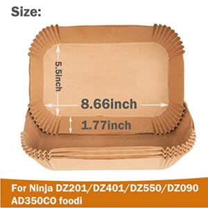 AILIFEER Disposable Air Fryer Paper Liners for Ninja DZ201 DZ401 DZ550 DZ090 AD350CO Foodi,Rectangular Non-Stick Parchment Paper,for Air Fryer Oven Microwave(brown)