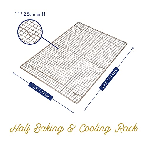 Half Sheet Cooling Rack by Ultra Cuisine - Wire Rack Baking Sheet - Oven Rack Grill - Wire Baking Rack - Sheet Pan Roasting Rack - Cooling Racks for Baking - Cooling Racks Champagne 12" x 17"