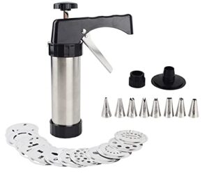 cookie press cookie press gun kit stainless steel cookie press gun 13 cookie mold discs 8 piping nozzles cookie press christmas party fest decoration diy biscuits cake decorating icing tool
