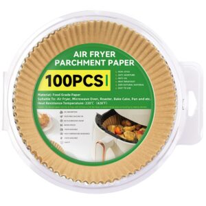 Air Fryer Disposable Paper Liner, Parchment Sheets Round Baking Paper for Air Fryer, Microwave Oven, Roaster, Pan - 100Pcs (8 inch/20cm)