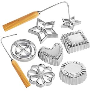 8-piece rosette&timbale set, aluminum waffle molds with wooden handle, homemade swedish for rosette bunuelos cookie