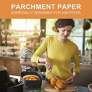 50pcs Unbleached Air Fryer Disposable Paper Liner, Air Fryer Parchment Paper 6.3inch Round, Non-stick Air Fryer Disposable Liners Paper, Oil-proof Air Fryer Liner for Microwave, Oven, Air Fryer