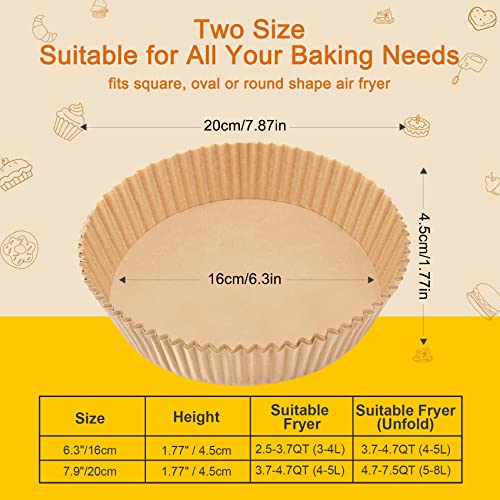 50pcs Unbleached Air Fryer Disposable Paper Liner, Air Fryer Parchment Paper 6.3inch Round, Non-stick Air Fryer Disposable Liners Paper, Oil-proof Air Fryer Liner for Microwave, Oven, Air Fryer