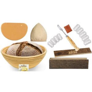 Bread Bosses Bread Bakers Lame Slashing Tool and 9 Inch Banneton Proofing Basket- Great as a Gift